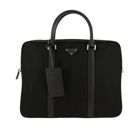 borsa prada con manici e tessuto tecnico|Borsa da lavoro in tessuto nylon Nero .